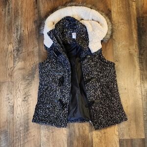 Mossimo Supply Co. Black and Cream Hooded Vest